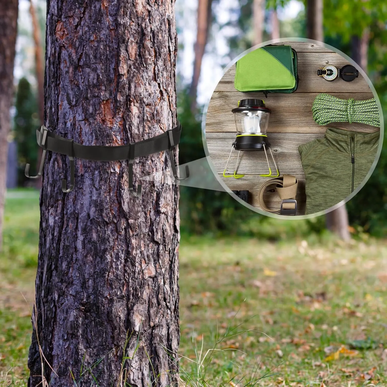 Treestand Strap Gear Hangers Hunting Gear Multi-Hook Accessory Holder for Bow Hanger Quiver Binoculars Tree Stand