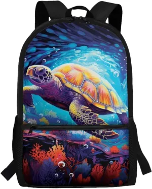 Turtle 5th Grade Backpack Boys Schoolbag 10-12 Kids Large Book Bags 17 Inch Travel Laptop Backpacks Lightweight School Bag Student Camping Rucksack for Elementary School School Supplies