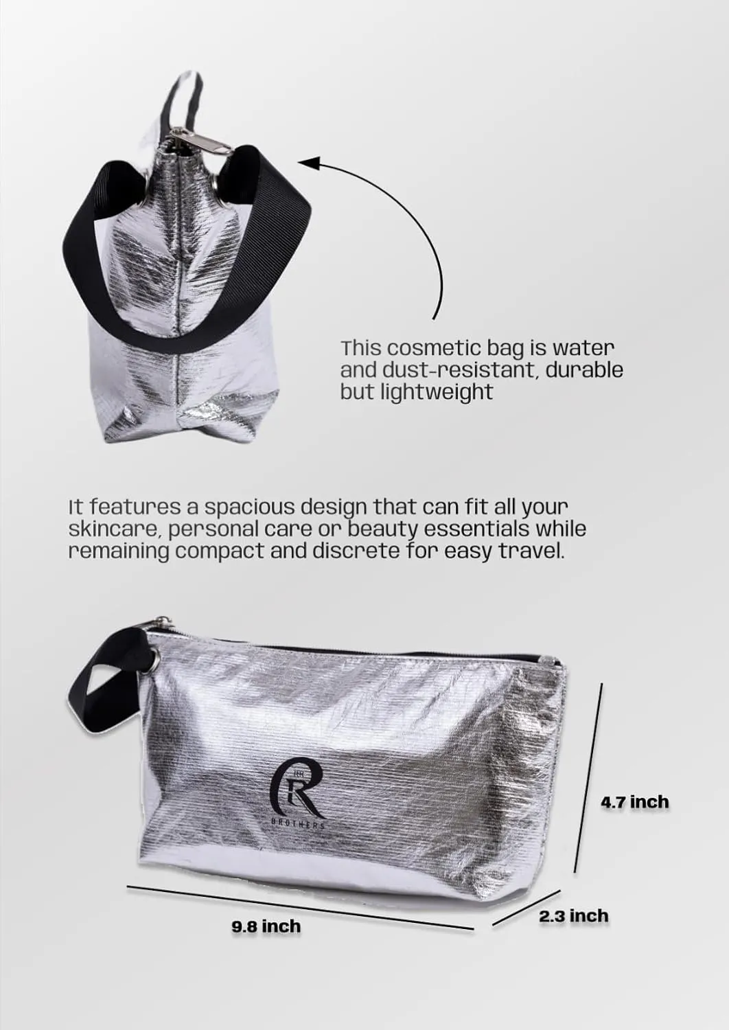 Tyvek Makeup Bag-Water Resistant Travel Pouch with Wrist Strap-Lightweight& Eco-Friendly Cosmetic Organizer for Women