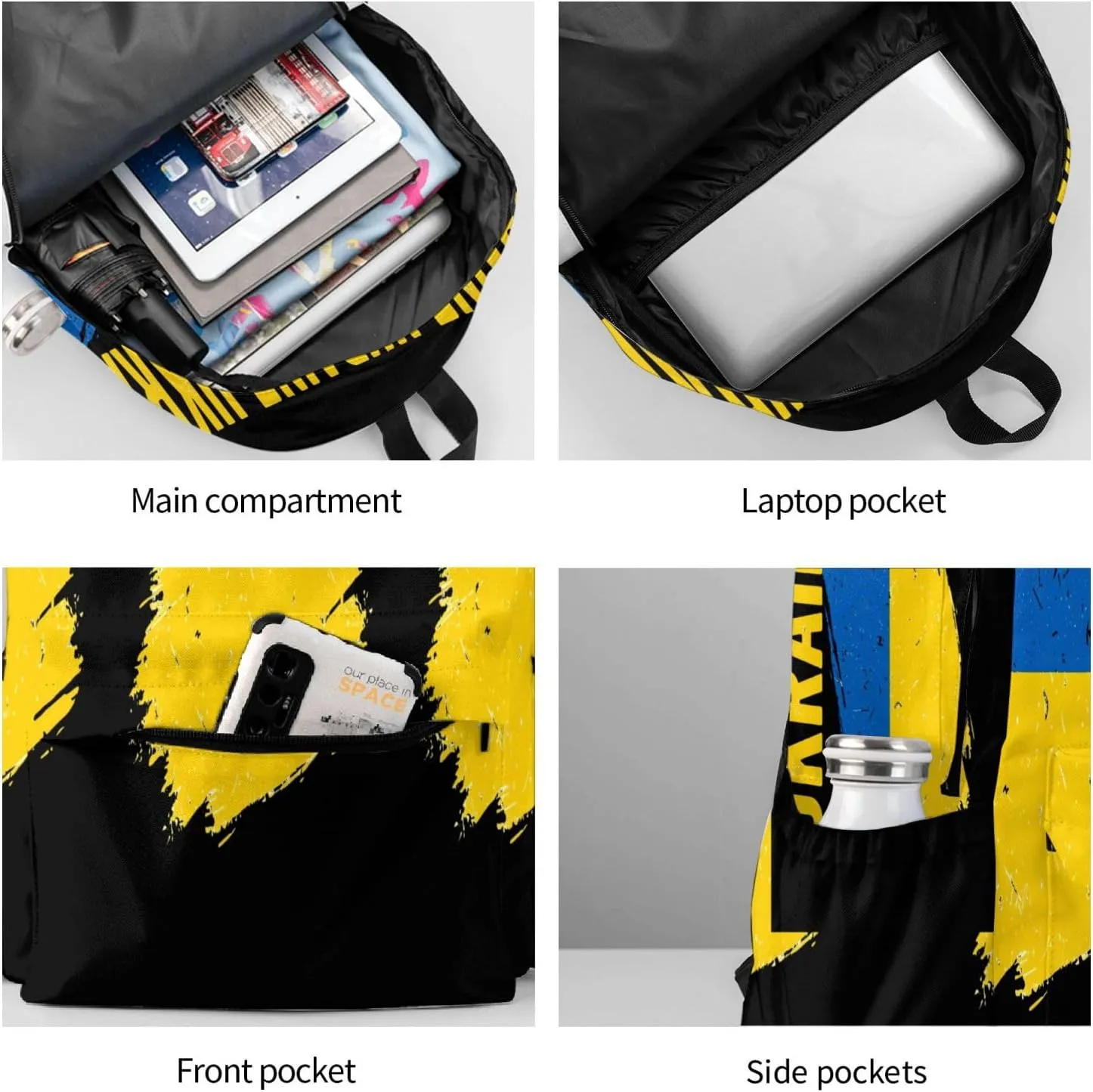 Ukraine Ukrainian Flag Laptop Backpack Work Travel Backpacks Business Rucksack Casual Outdoor Daypack with Adjustable Strap Bags for Sports Office Gym Hiking
