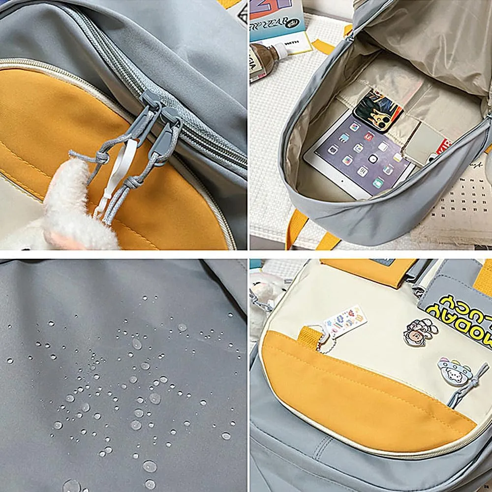 UNICOLD Kawaii Backpack With Cute Accessories Large Capacity Aesthetic Cartoon Bag (White)