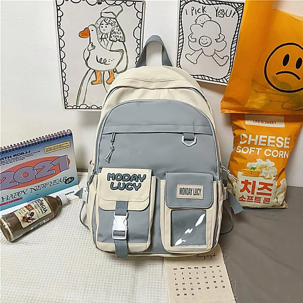 UNICOLD Kawaii Backpack With Cute Accessories Large Capacity Aesthetic Cartoon Bag (White)