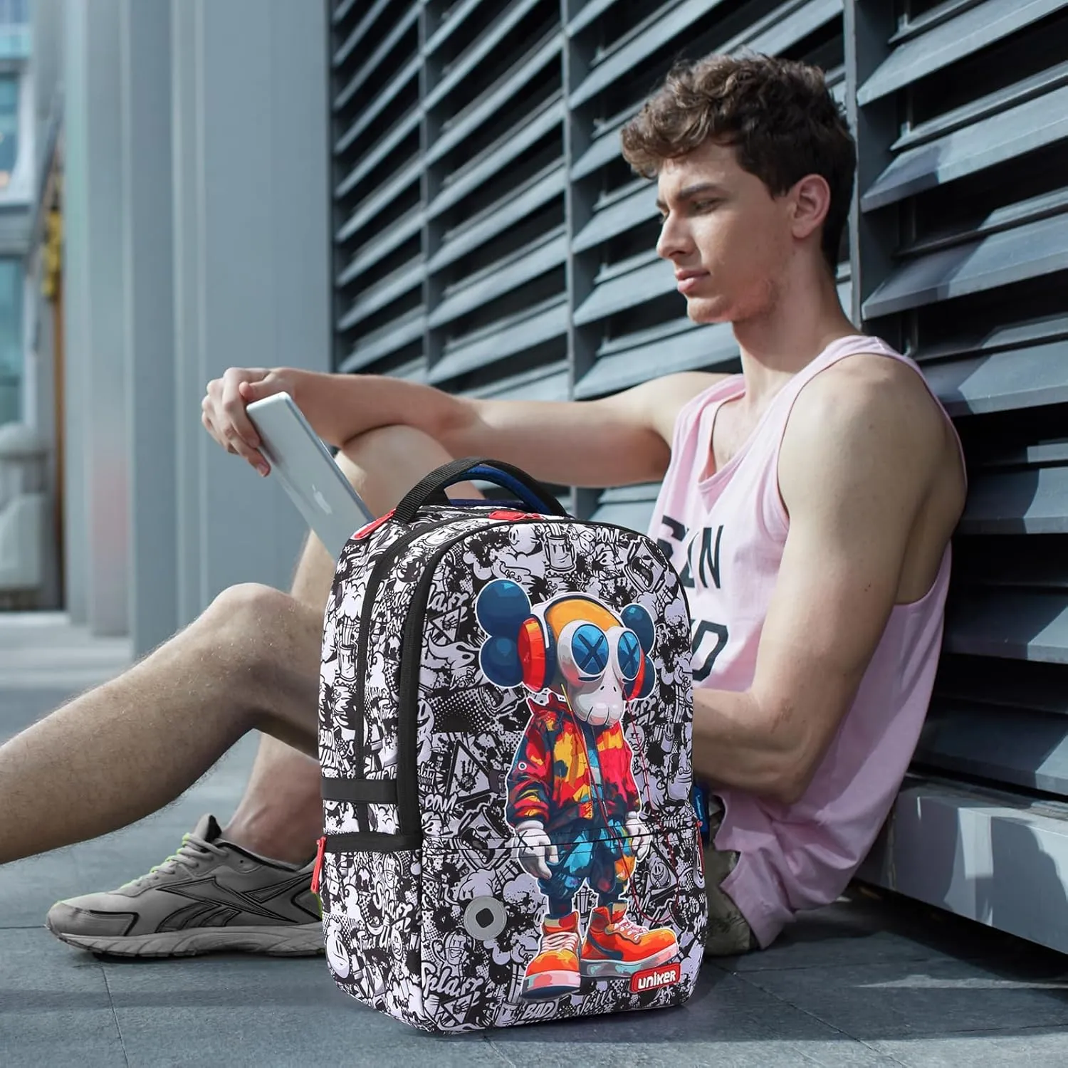 UNIKER Graffiti Backpack for School,Casual Daypack,Designer Laptop Backpack for 15.6 Inch Laptop