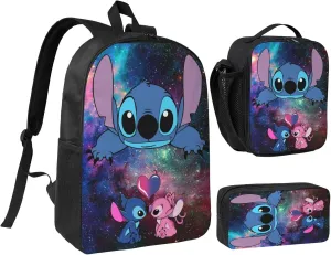 Unisex Casual Three Piece Travel Backpack Laptop Backpack Solid Color 17 Inch Outdoor Backpack