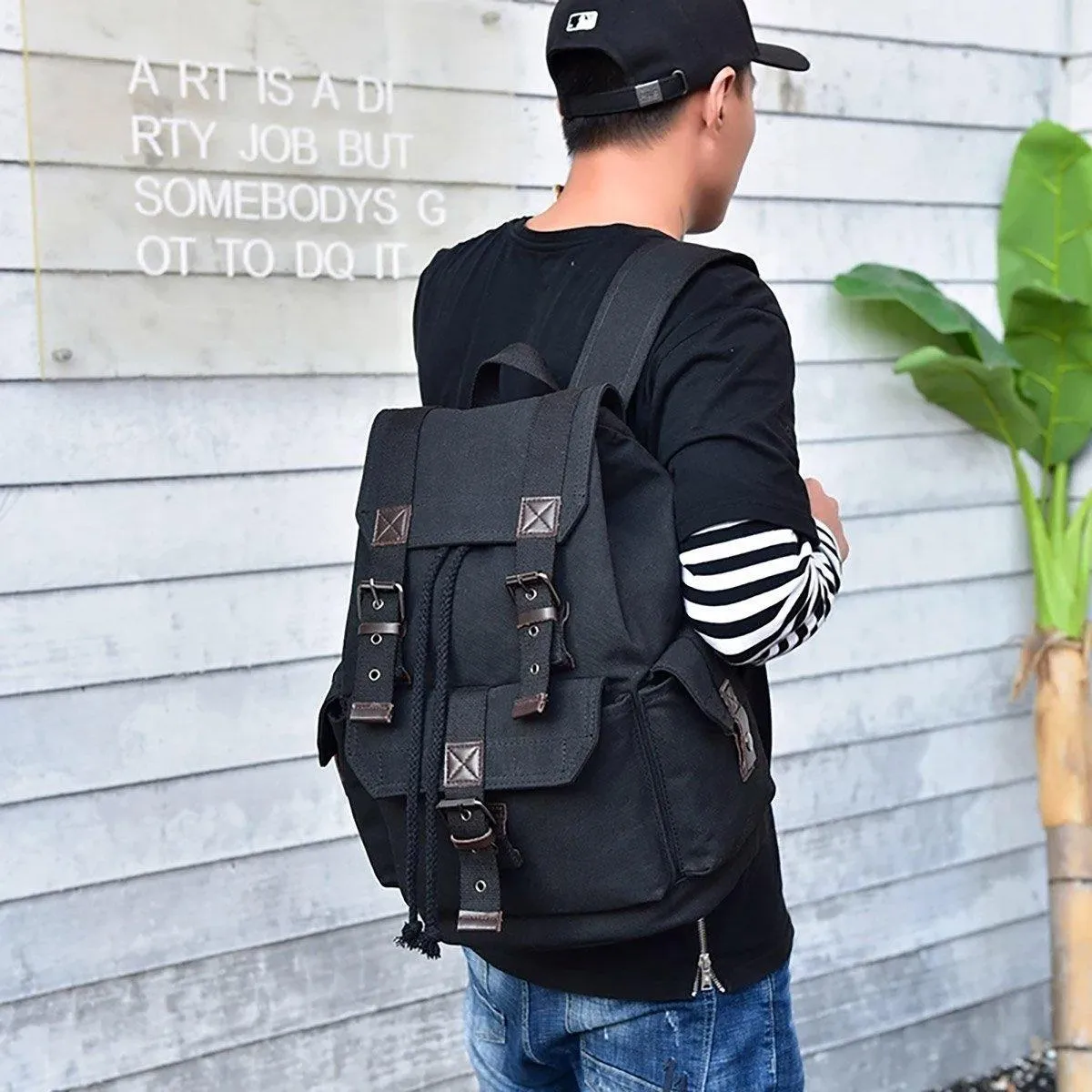 Unisex Retro Rucksack Large Capacity Travel Bag Leisure Backpack Schoolbag