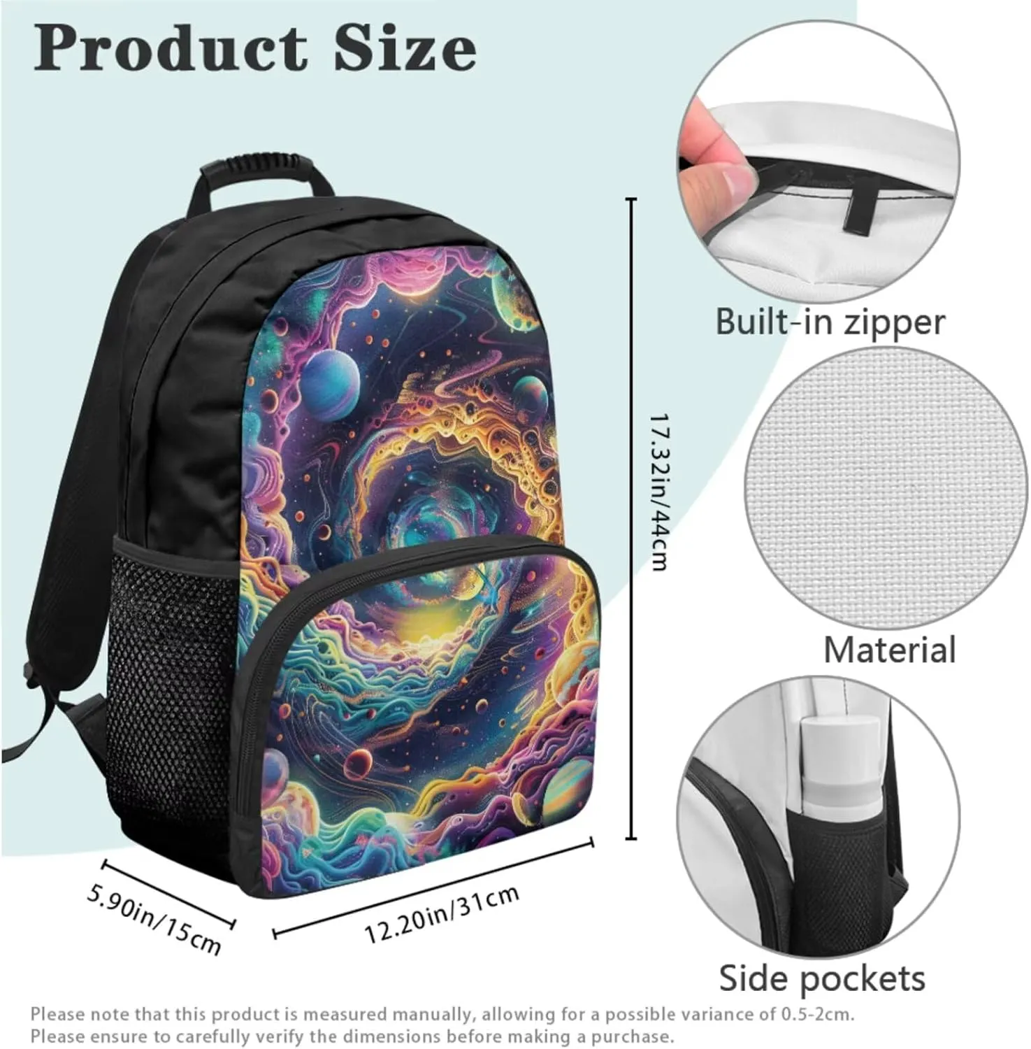 Universe Boys Black Backpacks Set for School,Planet Print School Bags Bookbags for Teenage Boys,with Crossbody Bag,3 Pieces