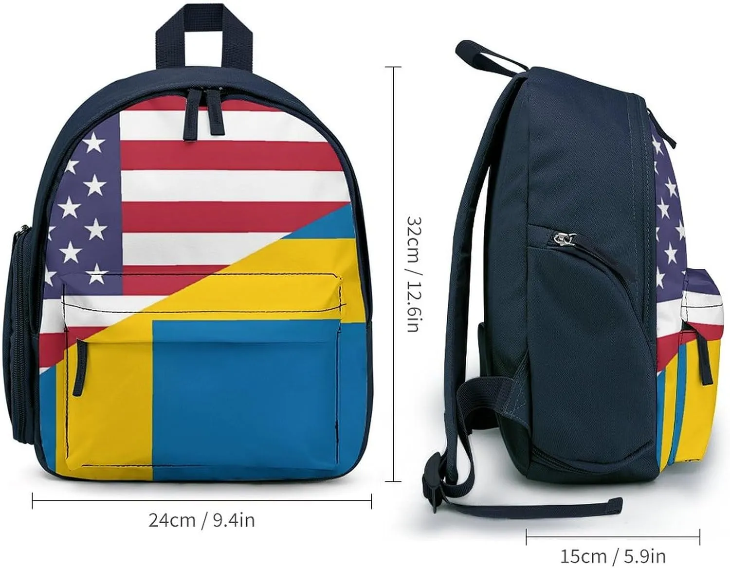 U.S. Sweden Flag Cute Backpack Small Daily Casual Daypack Travel Bag with Adjustable Strap Graphic Print
