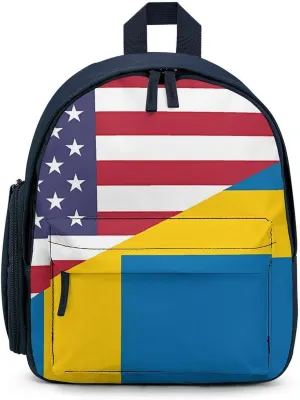 U.S. Sweden Flag Cute Backpack Small Daily Casual Daypack Travel Bag with Adjustable Strap Graphic Print