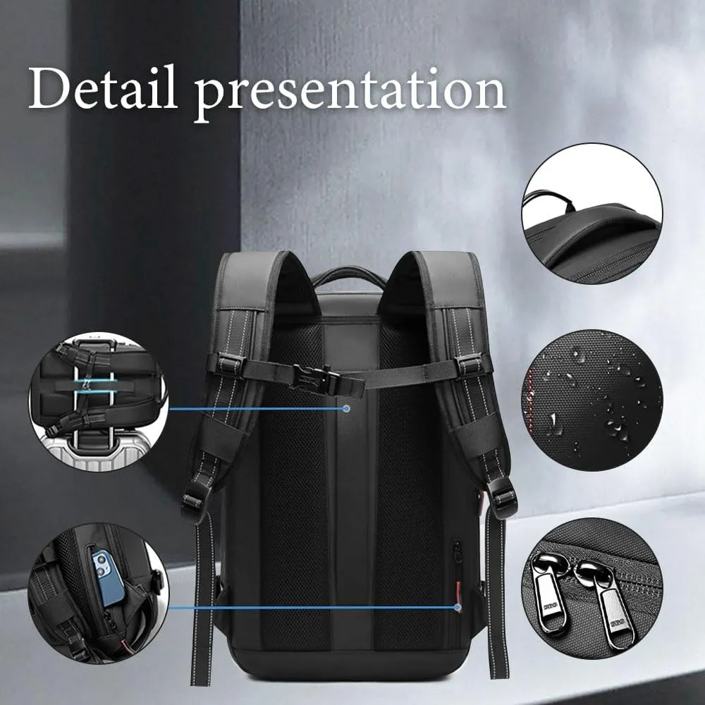 Vacuum Backpack for Travel, 60L Expandable Vacuum Compression Bag with Electric Vacuum Pump, Water Resistant and Anti Theft, Space Saver Bags for Travel Camping (Black)