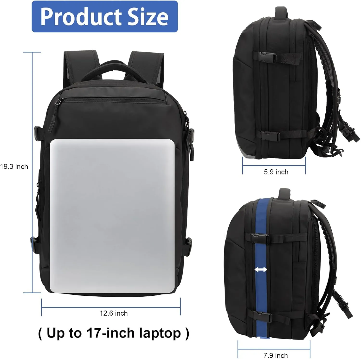 Vacuum Backpack Travel, Lightweight Waterproof Airback with Pump, 60L Expandable Compression Bag for Travel, TSA Friendly Flight Approved, Work, Business Trip, Commute