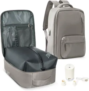 Vacuum Seal Backpack for Travel with Air Pump Vacpack Airback Carry on Flight Approved Compression Daypack Laptop Space Saver Bags Storage with Vacuum System 18x14x8 inches Travel Bag Women GreyBrown