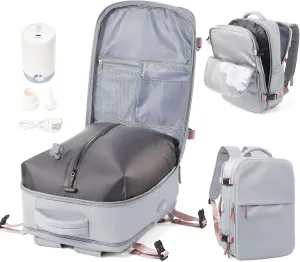 Vacuum Travel Backpack with Electric Pump for Women Men, Vacpack Seal Compression Bags Waterproof Travel Backpack Carry on Flight Approved, Airback Personal Item Carry on Backpacks