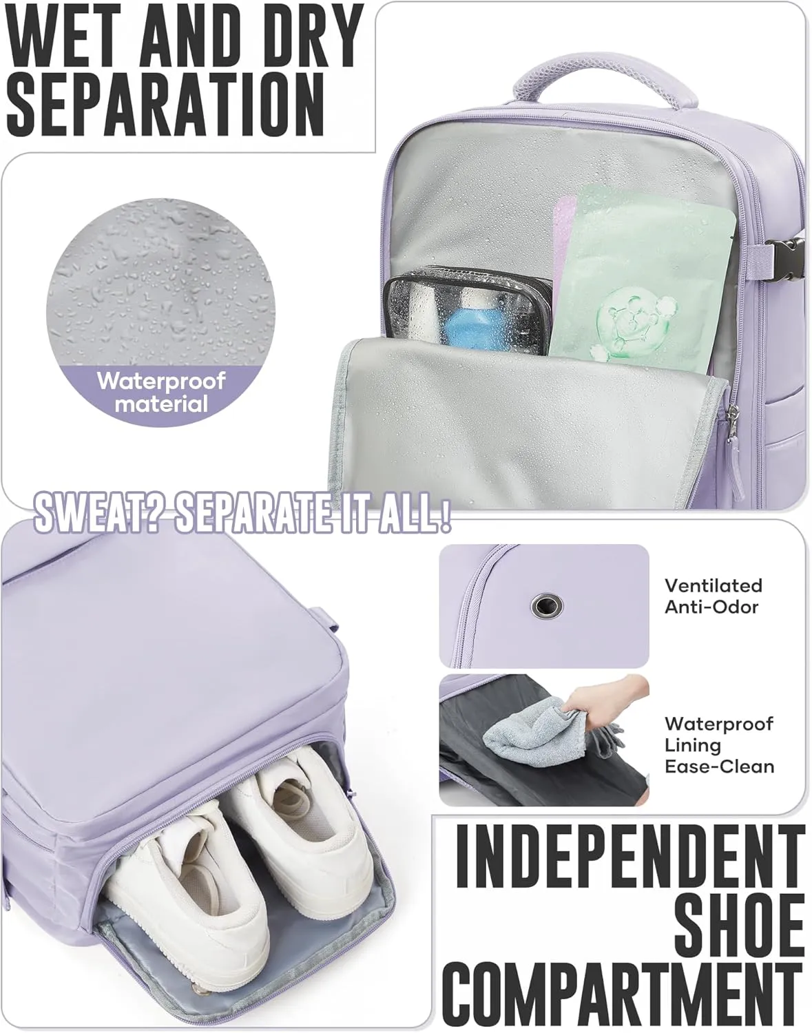 Vacuum Travel Backpack with Electric Pump for Women Men, Vacpack Seal Compression Bags Waterproof Travel Backpack Carry on Flight Approved, Airback Personal Item Carry on Backpacks（purple）