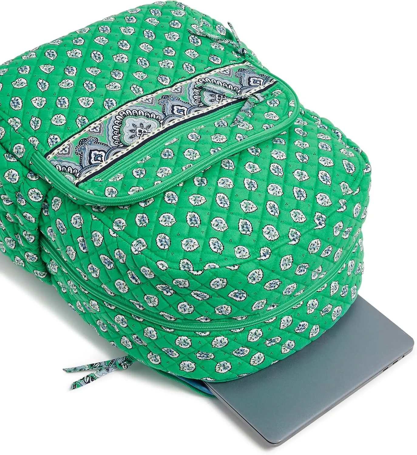 Vera Bradley Iconic Campus Backpack, Signature Cotton, Garden Green Leaf