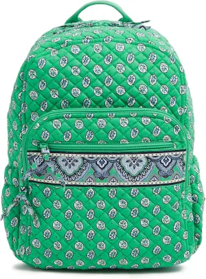 Vera Bradley Iconic Campus Backpack, Signature Cotton, Garden Green Leaf