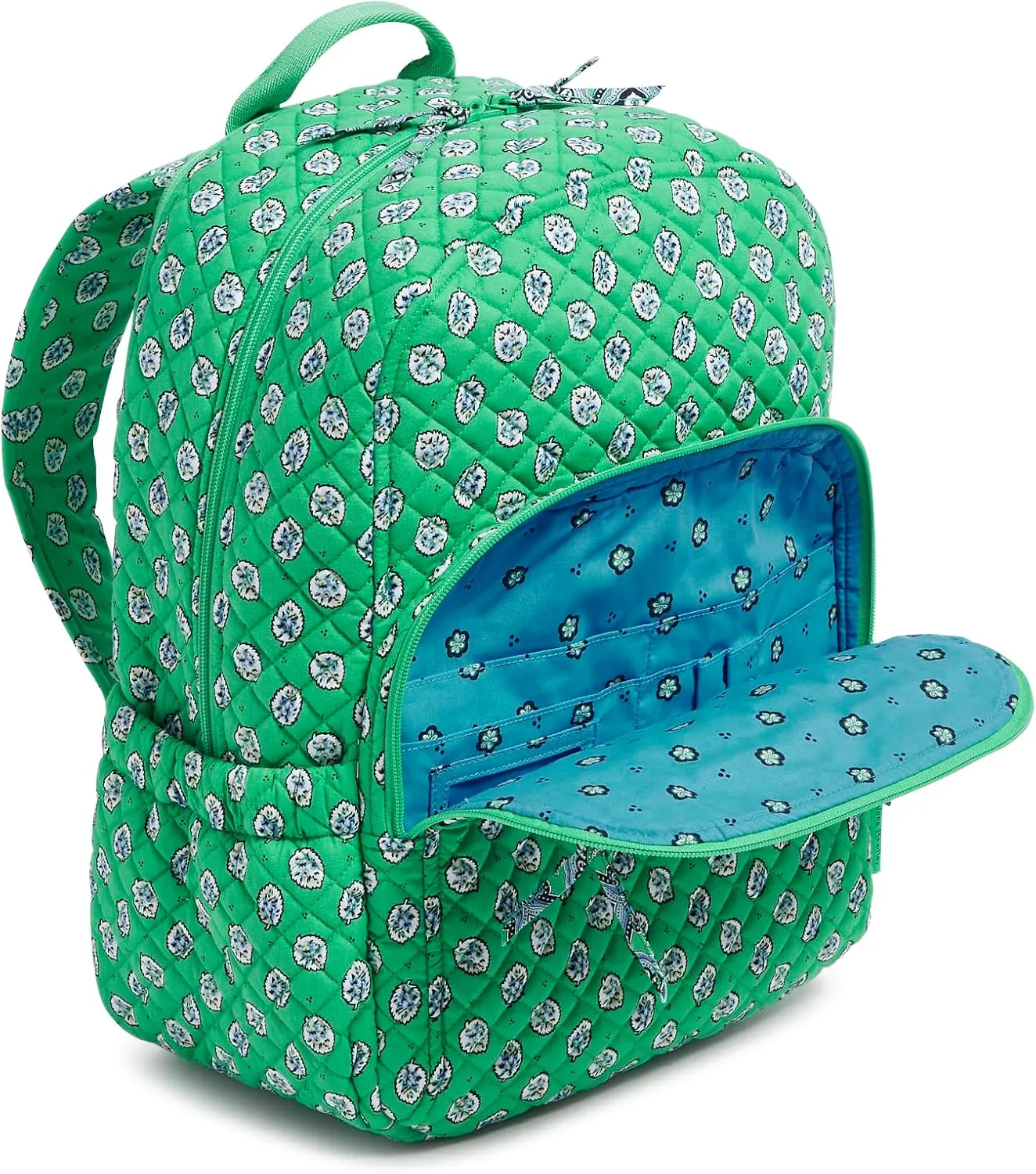 Vera Bradley Iconic Campus Backpack, Signature Cotton, Garden Green Leaf