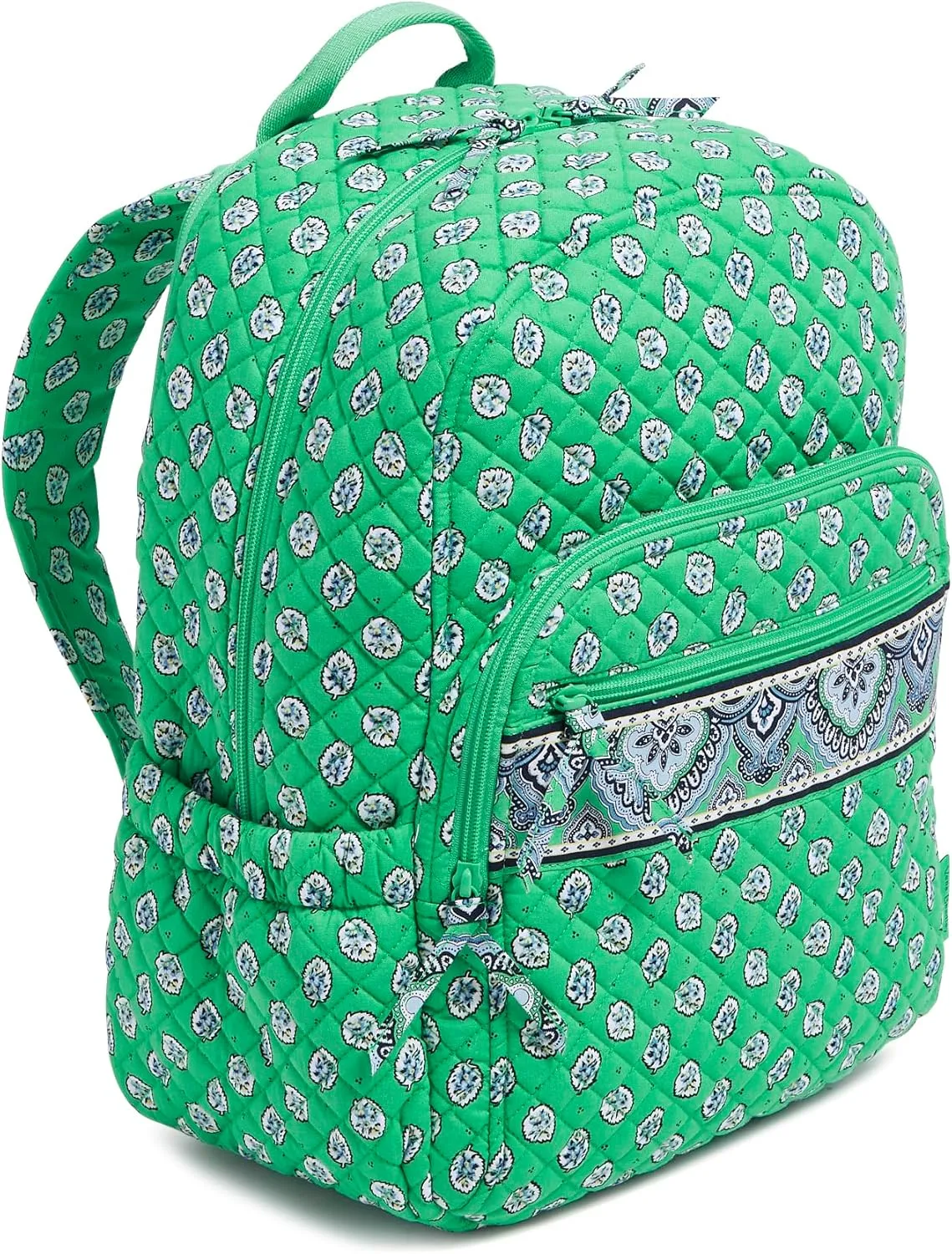 Vera Bradley Iconic Campus Backpack, Signature Cotton, Garden Green Leaf