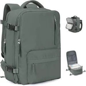 VGCUB Large Travel Backpack with Vacuum System Carry on Personal Item Storage Compression Seal Bags for Clothing with Pump Work Business Vacpack Airback Laptop Backpack for Women Men Green