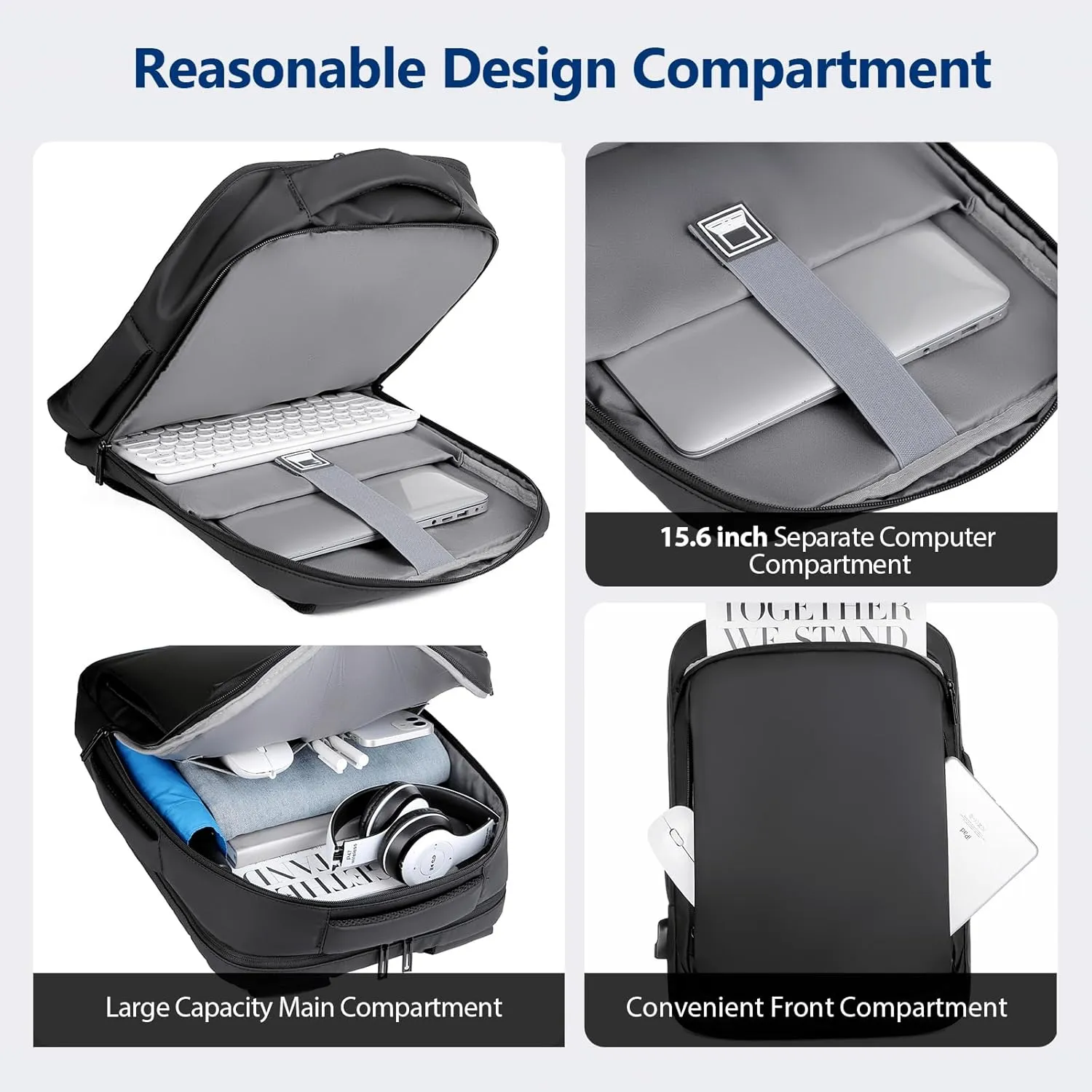 VGOAL Travel Laptop Backpack, Laptop Bookbag College Backpack Durable Water Proof with USB Charging Port for Men Women (KT1901W)