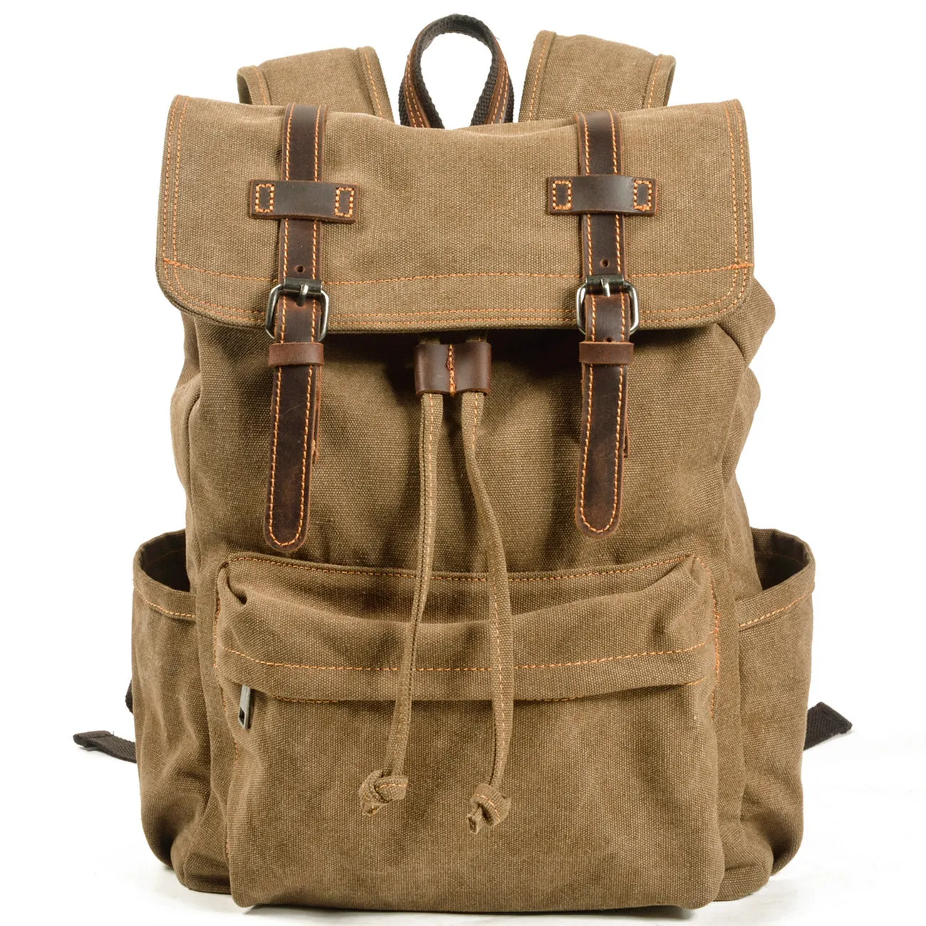 Vintage Canvas Backpack with Leather Accents - Durable & Stylish