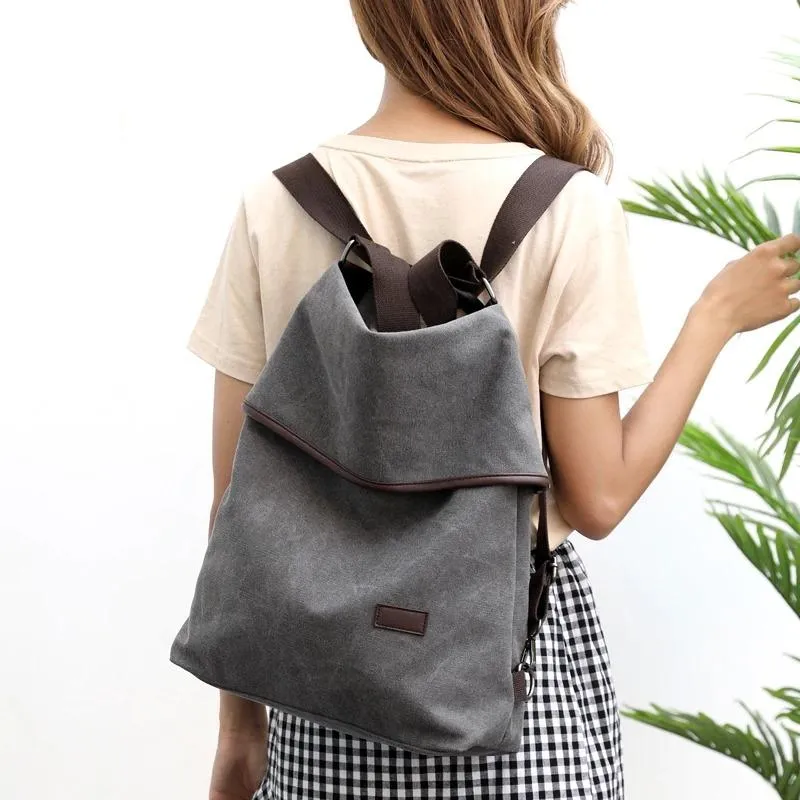 Vintage Canvas Travel Backpack for Women