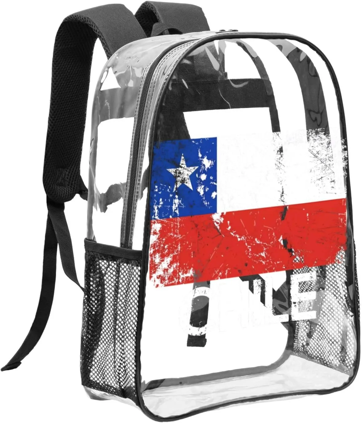 Vintage Chile Chilean Flag 16 Inch Clear PVC Backpacks Transparent Backpack Multipurpose Double Shoulder Bag for Men Women Gifts