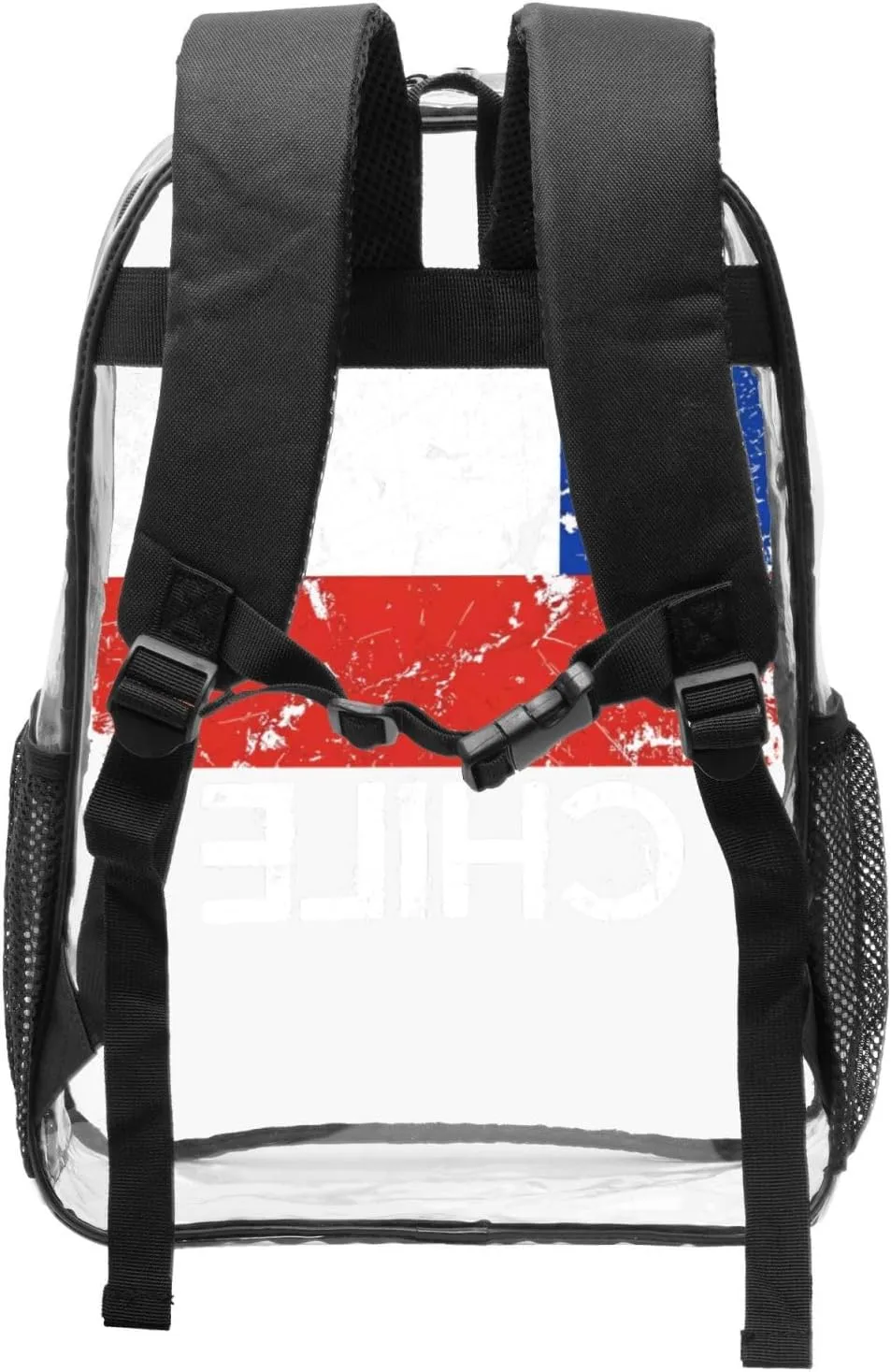 Vintage Chile Chilean Flag 16 Inch Clear PVC Backpacks Transparent Backpack Multipurpose Double Shoulder Bag for Men Women Gifts
