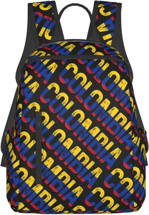 Vintage Colombia Colombian Pride Flag Casual Backpacks Large Capacity Laptop Backpack Sports Fitness Rucksack Travel Carry-On Daypack Work Bag for Outdoor Camping