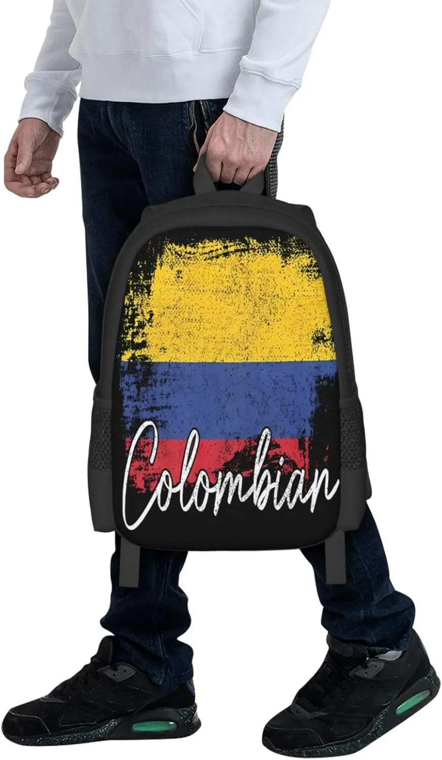 Vintage Colombia Flag Colombian Pride Roots Casual Backpack Large Capacity Backpacks 15 Inch Laptop Back Pack Travel Rucksack Daypack Commuter Bags with Adjustable Strap for Camping