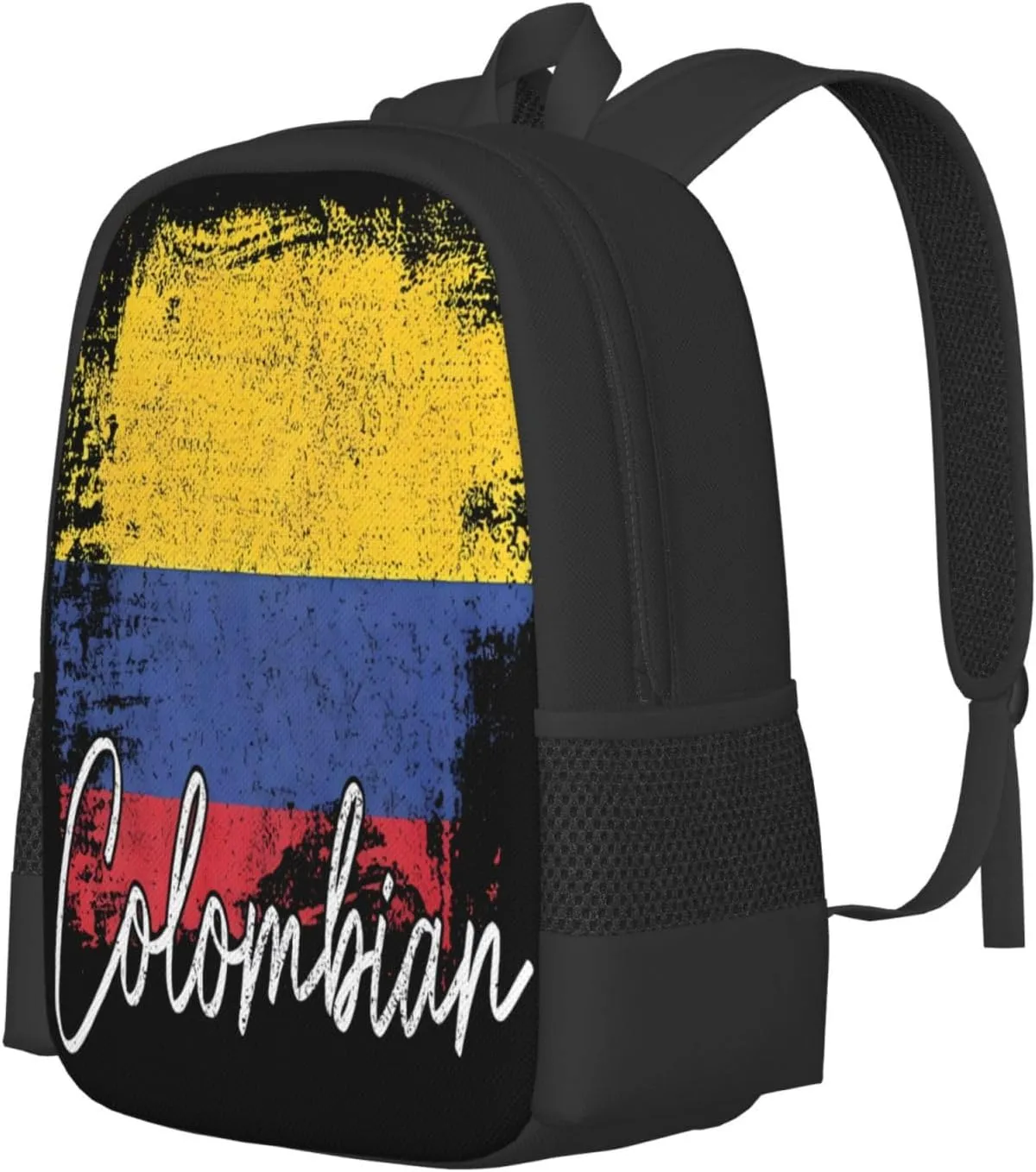 Vintage Colombia Flag Colombian Pride Roots Casual Backpack Large Capacity Backpacks 15 Inch Laptop Back Pack Travel Rucksack Daypack Commuter Bags with Adjustable Strap for Camping