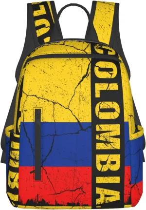 Vintage Colombian Flag Colombia Roots Casual Backpacks Large Capacity Laptop Backpack Sports Fitness Rucksack Travel Carry-On Daypack Work Bag for Outdoor Camping
