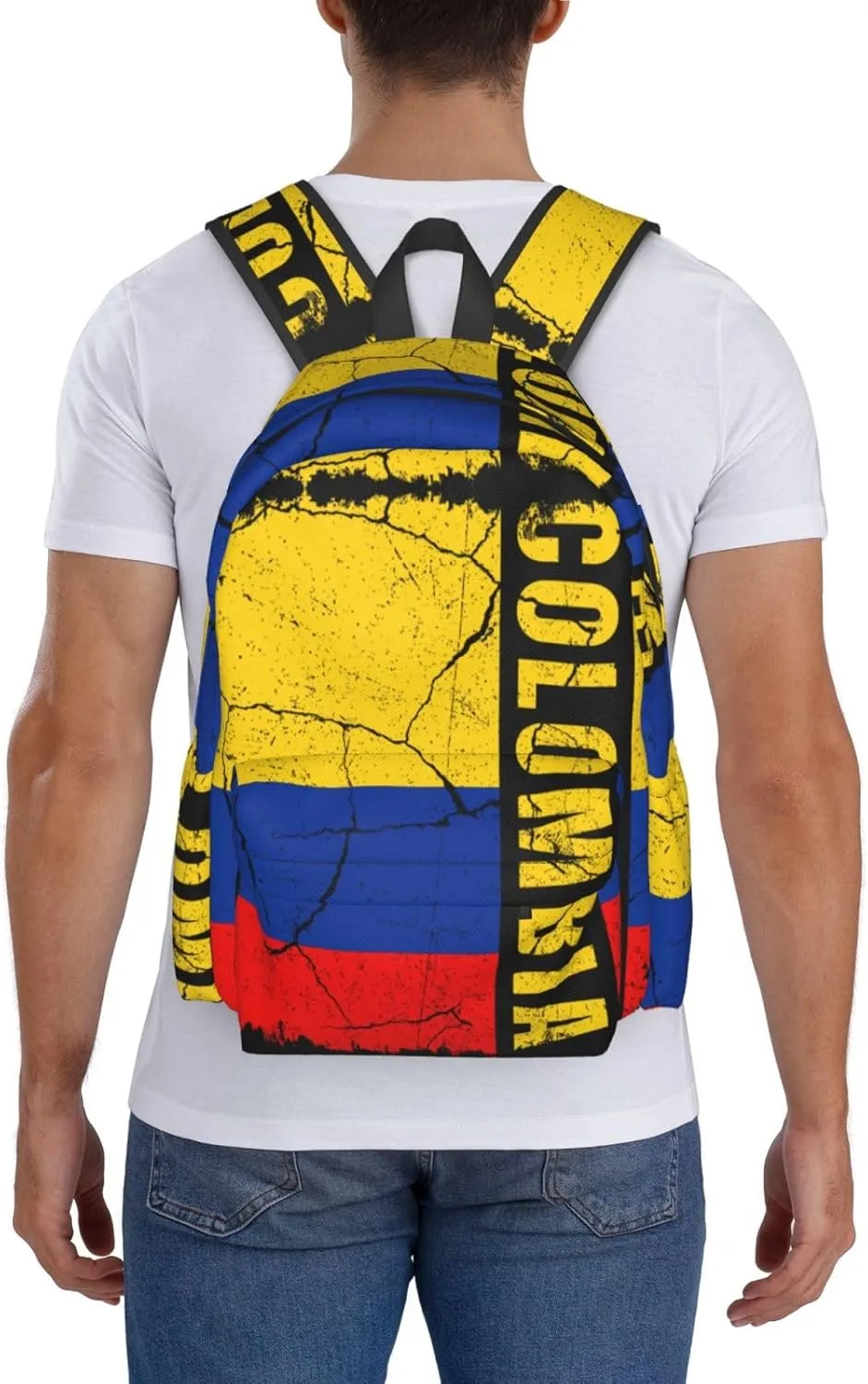 Vintage Colombian Flag Colombia Roots Large Travel Backpack Casual Backpacks Laptop Daypack Working Rucksack Lightweight Back Pack Sports Bag with Adjustable Shoulder Strap