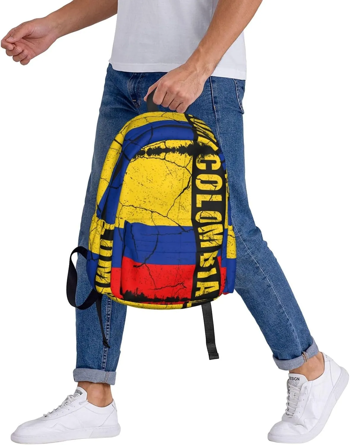 Vintage Colombian Flag Colombia Roots Large Travel Backpack Casual Backpacks Laptop Daypack Working Rucksack Lightweight Back Pack Sports Bag with Adjustable Shoulder Strap