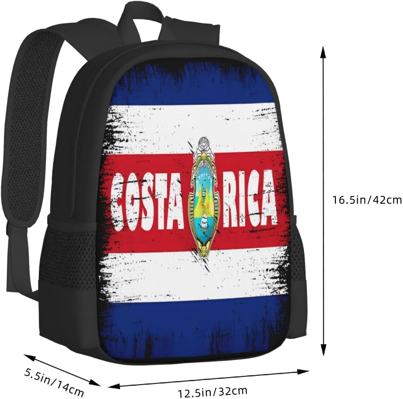 Vintage Costa Rica Flag Casual Backpack Large Capacity Backpacks 15 Inch Laptop Back Pack Travel Rucksack Daypack Commuter Bags with Adjustable Strap for Camping