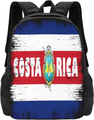 Vintage Costa Rica Flag Casual Backpack Large Capacity Backpacks 15 Inch Laptop Back Pack Travel Rucksack Daypack Commuter Bags with Adjustable Strap for Camping