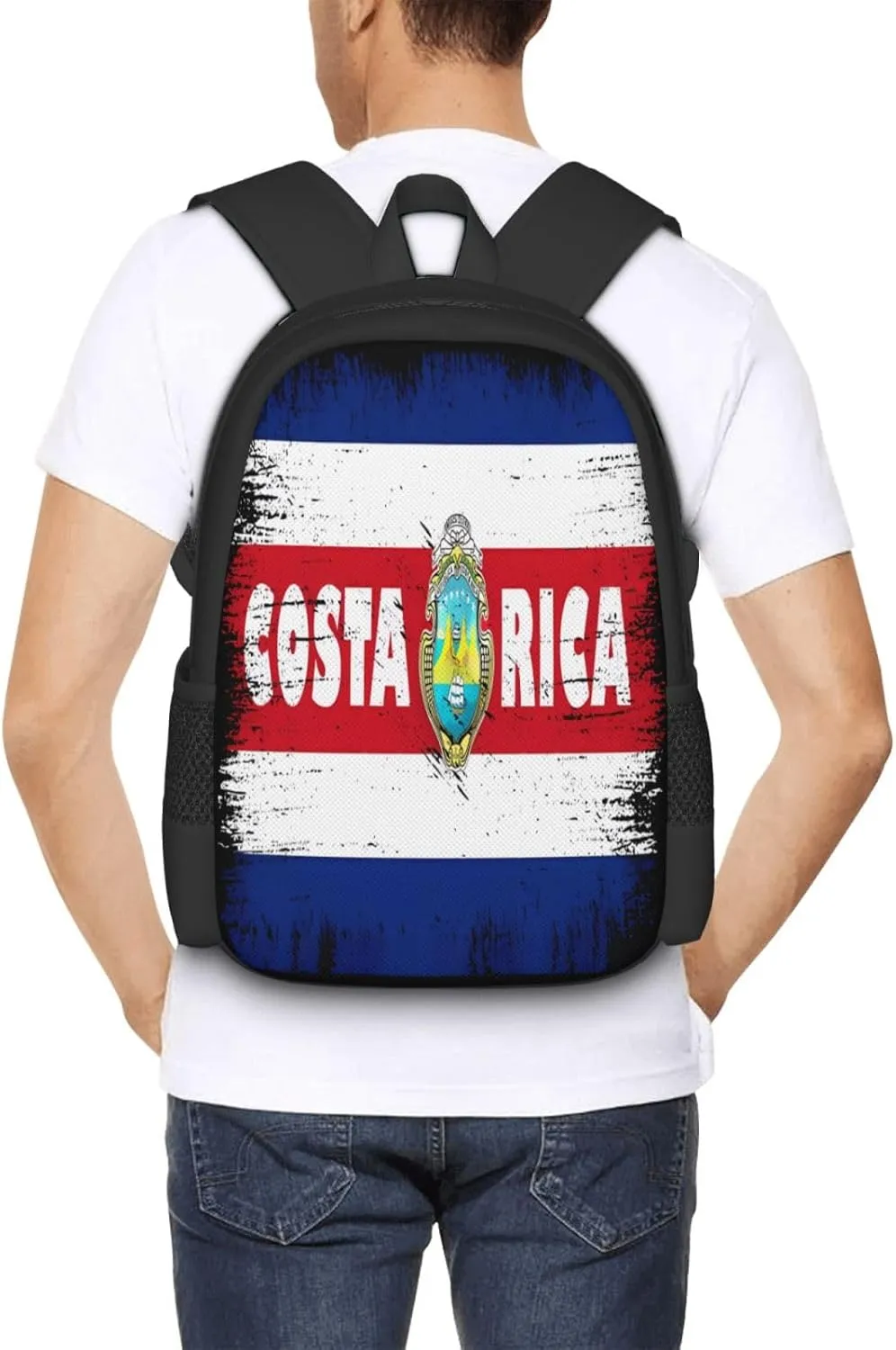 Vintage Costa Rica Flag Casual Backpack Large Capacity Backpacks 15 Inch Laptop Back Pack Travel Rucksack Daypack Commuter Bags with Adjustable Strap for Camping