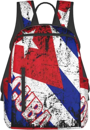 Vintage Cuba Flag Casual Backpacks Large Capacity Laptop Backpack Sports Fitness Rucksack Travel Carry-On Daypack Work Bag for Outdoor Camping