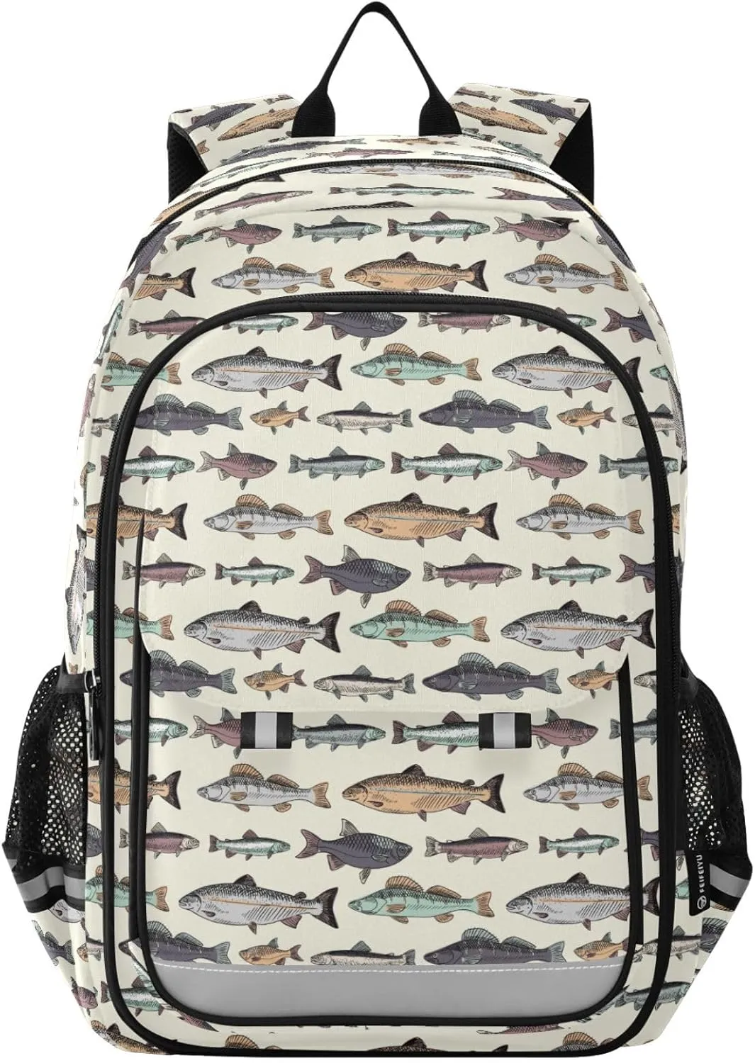 Vintage Fishes Kids Backpack Primary High School Bookbag with Chest Strap for Kids Teens Girls Boys 17.7 Inch
