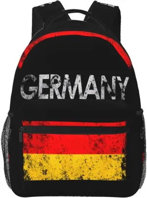 Vintage Germany German Flag Pride Casual Backpack Travel Pack Bag Laptop Backpacks With Side Pockets Front Zipper Pockets Bookpack Daypack Picnic Rucksack Computer Bag