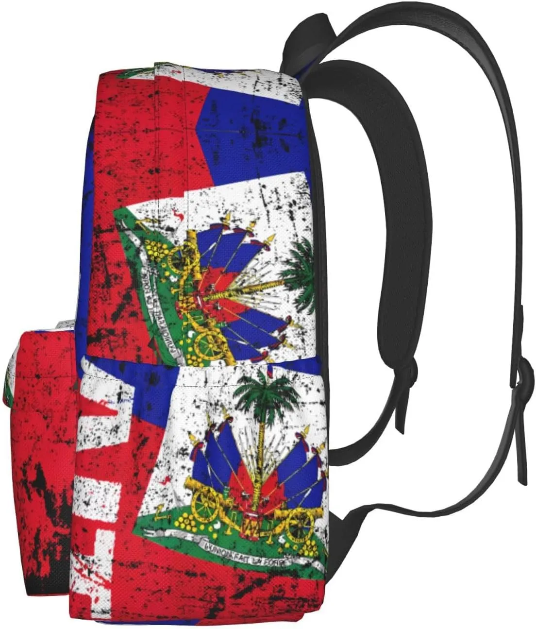 Vintage Haiti Flag Large Travel Backpack Casual Backpacks Laptop Daypack Working Rucksack Lightweight Back Pack Sports Bag with Adjustable Shoulder Strap