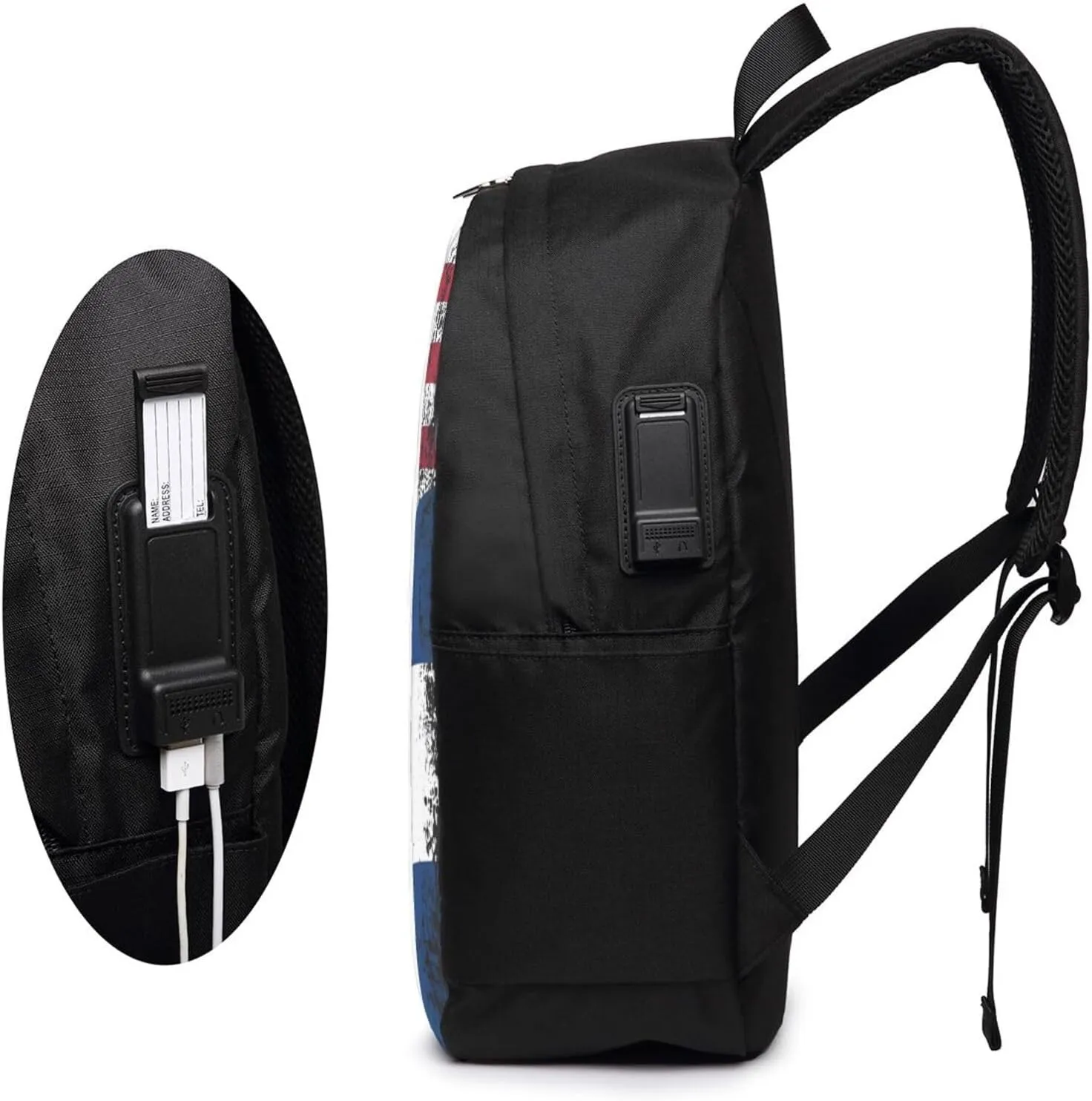 Vintage Half American Nicaraguan Flag Laptop Backpacks Travel Backpack Casual Business Daypack Sport Rucksack Computer Bag Fits up to 17 Inch Notebook with USB Port