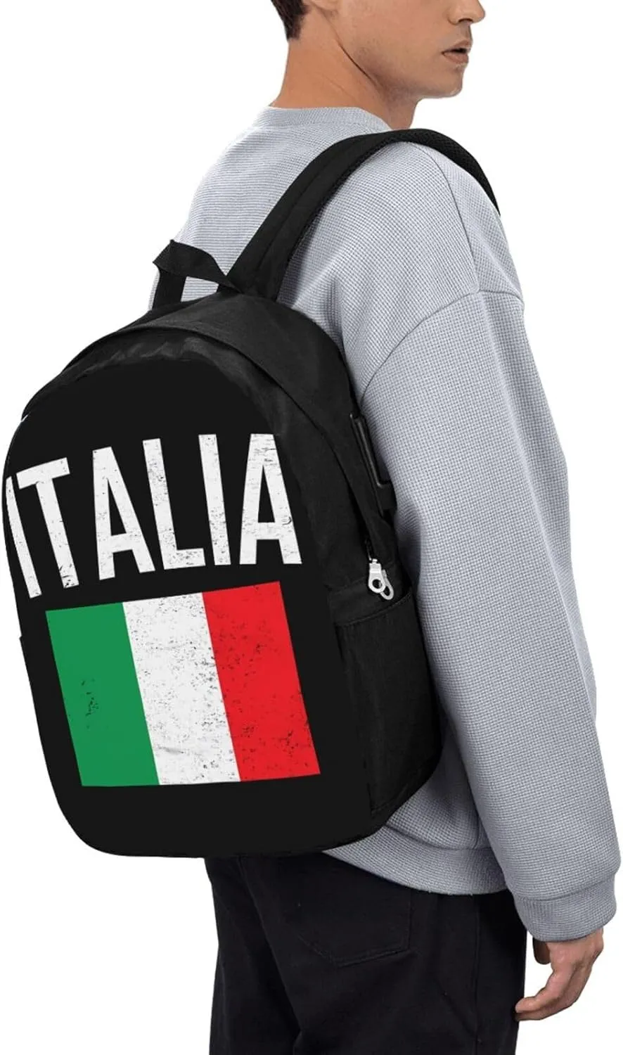 Vintage Italy Italia Italian Flags Laptop Backpacks Travel Backpack Casual Business Daypack Sport Rucksack Computer Bag Fits up to 17 Inch Notebook with USB Port