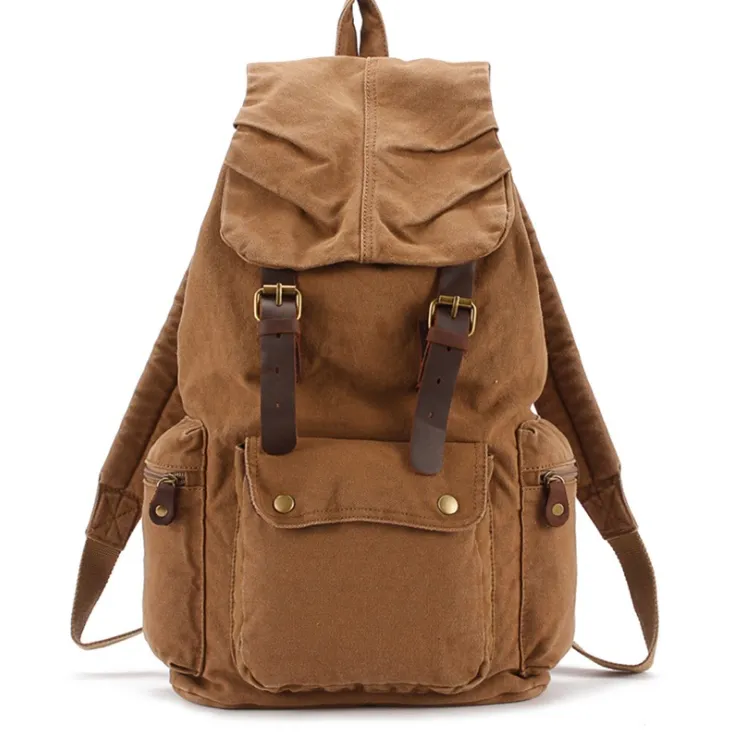 Vintage Leather military Canvas backpack