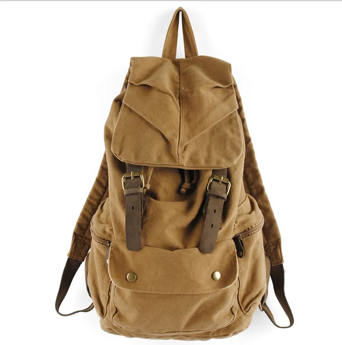 Vintage Leather military Canvas backpack