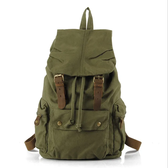 Vintage Leather military Canvas backpack
