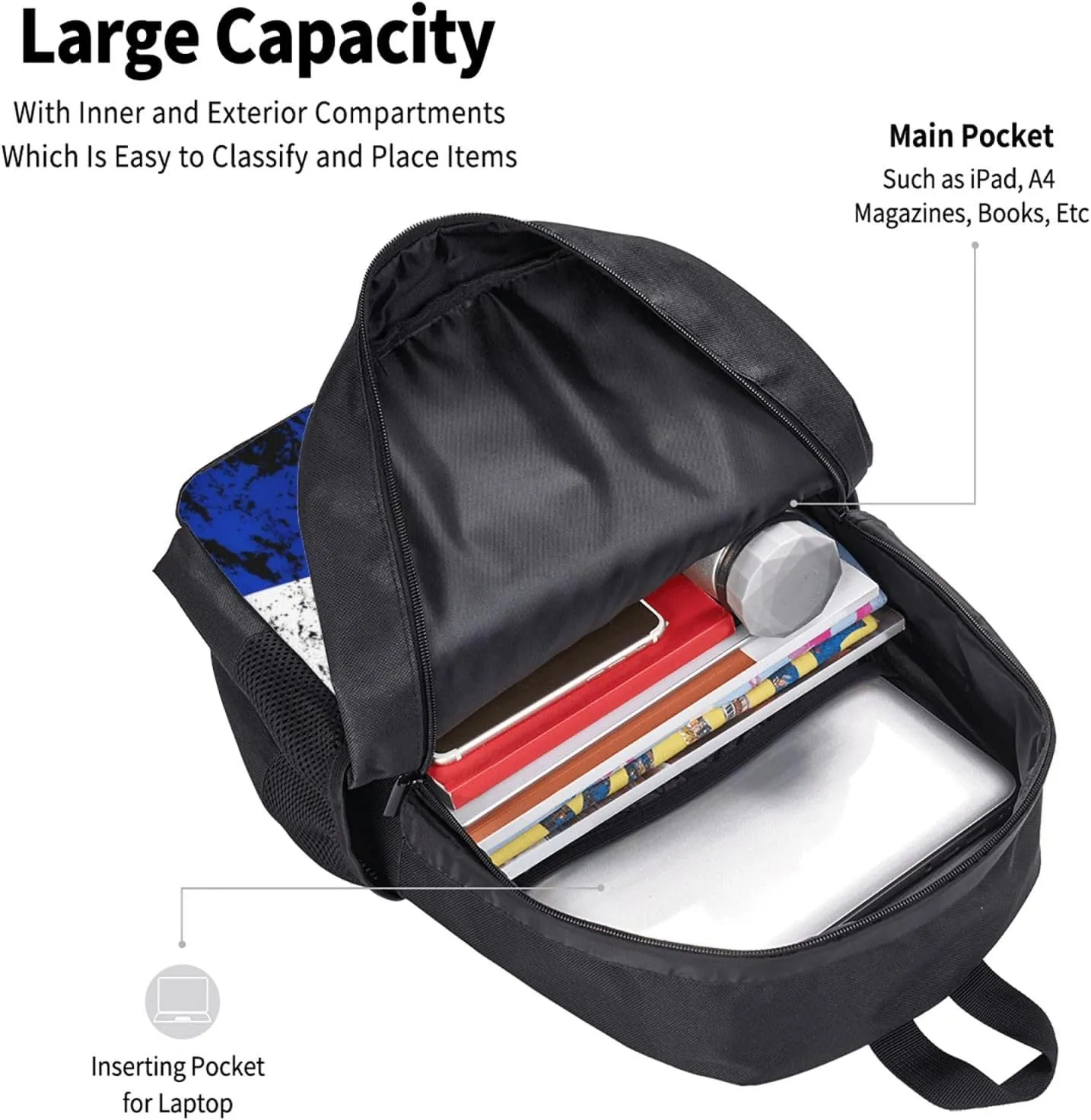 Vintage Paraguay Flag Casual Backpacks Large Capacity Backpack Laptop Rucksack Sport Daypack Commuter Bags with Adjustable Strap for Traveling Camping