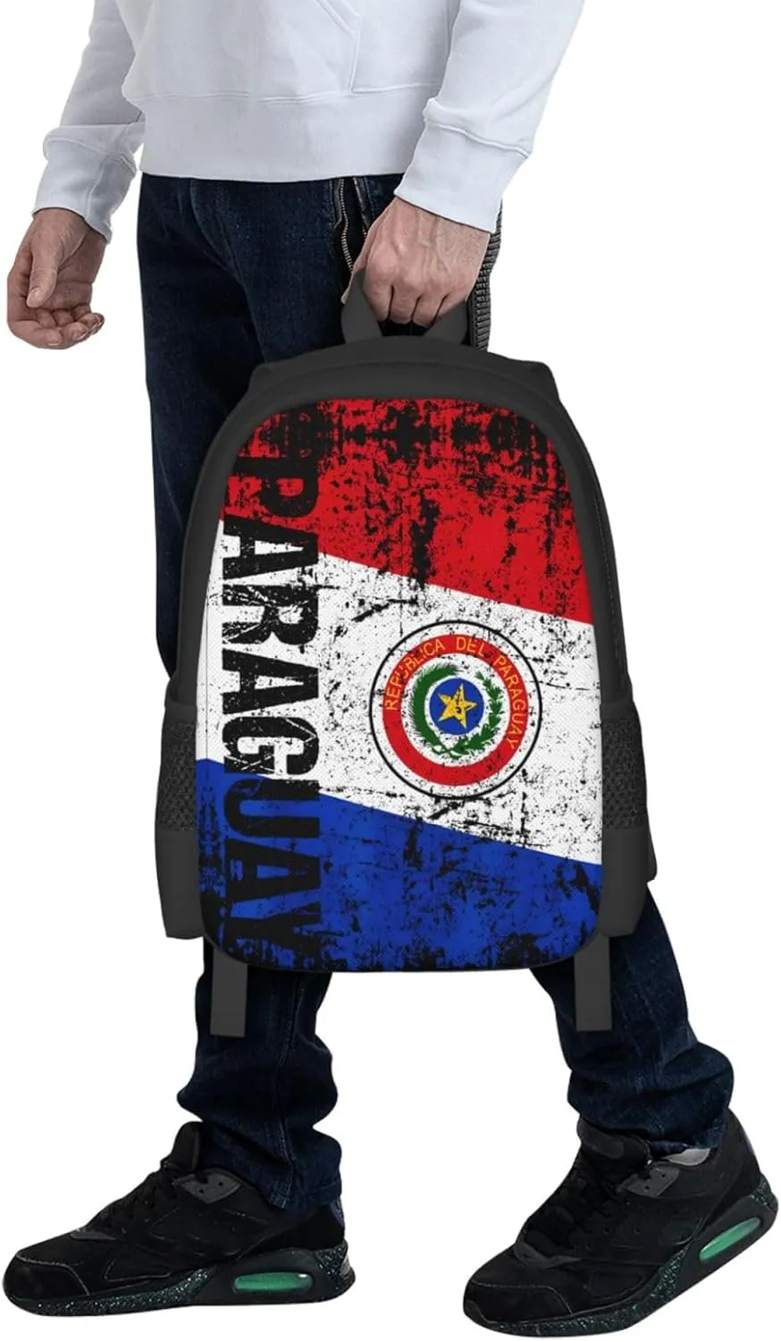 Vintage Paraguay Flag Casual Backpacks Large Capacity Backpack Laptop Rucksack Sport Daypack Commuter Bags with Adjustable Strap for Traveling Camping