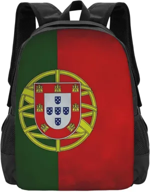 Vintage Portugal Portuguese Flag Travel Backpack Casual Backpacks 15 Inch Laptop Back Pack Lightweight Rucksack Outdoor Sport Daypack Large Bags for Working Camping Hiking