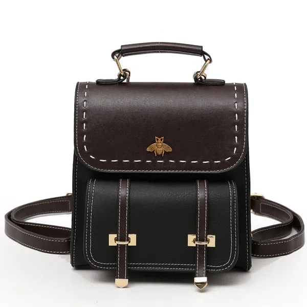 Vintage Pu Leather Women Backpack Simple