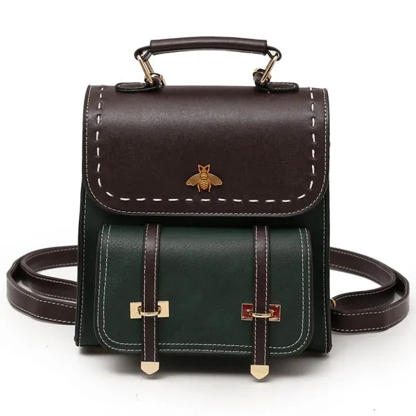 Vintage Pu Leather Women Backpack Simple